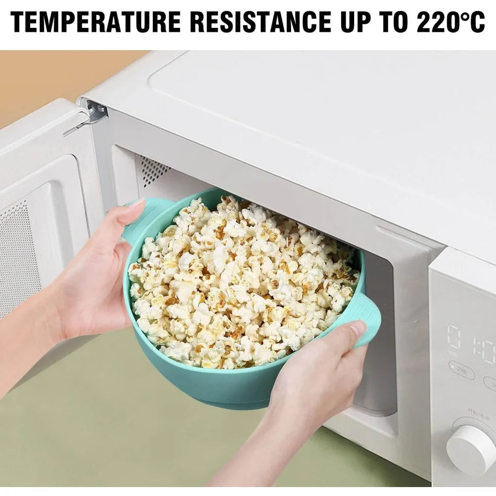 Silicone Microwave Popcorn Popper Collapsible Bowl with Lid DIY Popcorn Bucket Dishwasher Safe for Home Movie Baking Tool