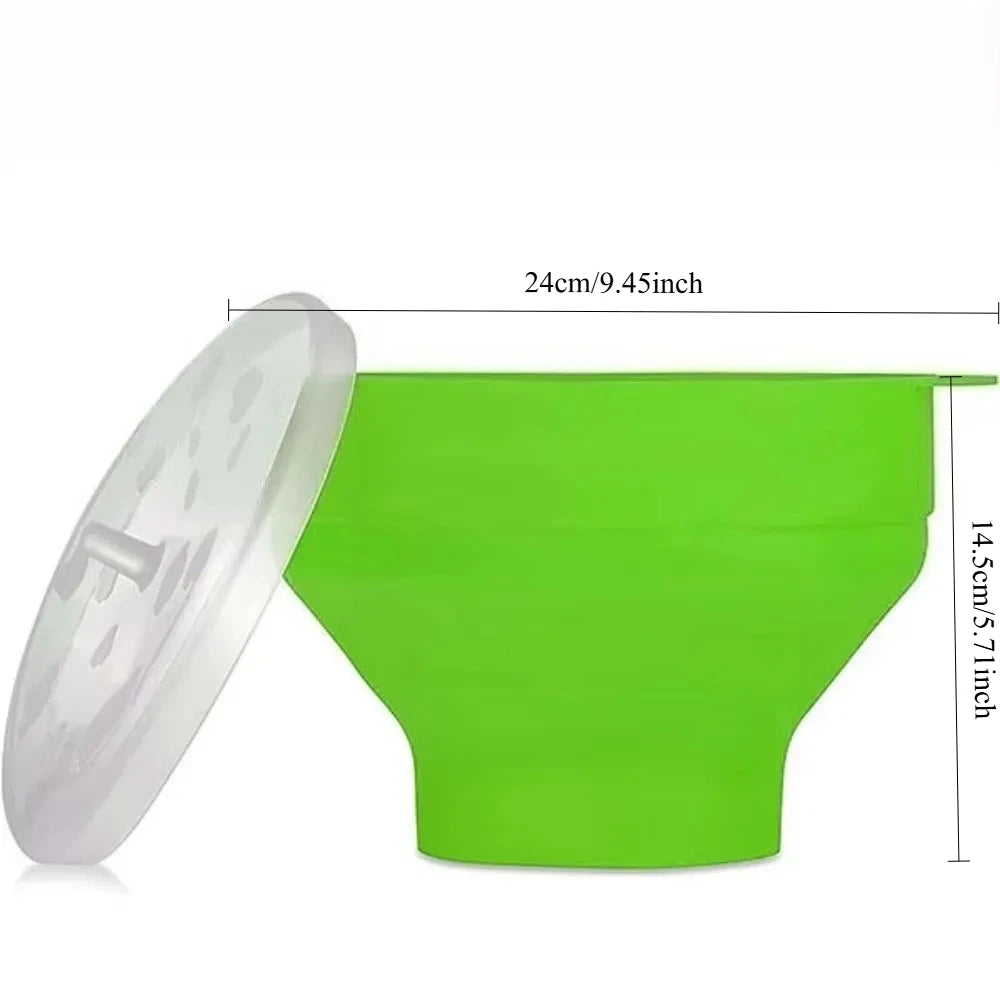 Silicone Microwave Popcorn Popper Collapsible Bowl with Lid DIY Popcorn Bucket Dishwasher Safe for Home Movie Baking Tool