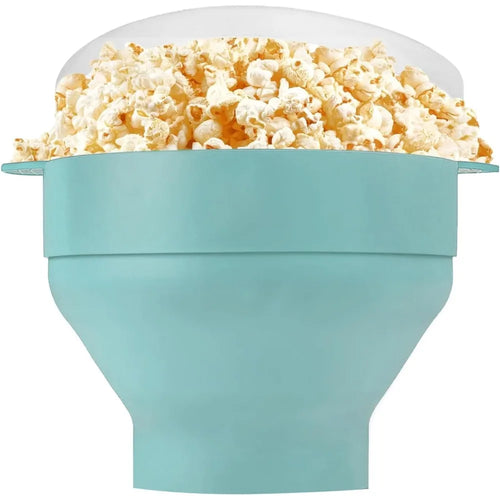 Silicone Microwave Popcorn Popper Collapsible Bowl with Lid DIY Popcorn Bucket Dishwasher Safe for Home Movie Baking Tool